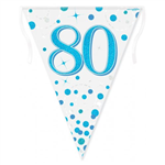 Bunting 80th Birthday Spark Fizz Blue 39m
