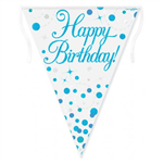 Bunting Happy Birthday Spark Fizz Blue 39m