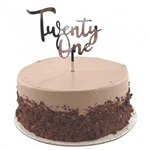 Cake Topper Acrylic Silver Twenty One