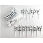 Candle Happy Birthday Pick Metallic Silver 442610