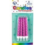 Candles Jumbo Metallic Pink WHolder 8Pk 431154