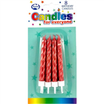 Candles Jumbo Metallic Red WHolder 8Pk 431157