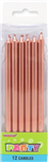 Candles Rose Gold Long 12 Pack