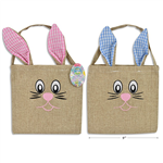 Easter Burlap Tote With Bunny Head Asst