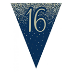 Flag Bunting Glitter Navy 16th