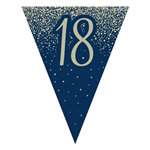 Flag Bunting Glitter Navy 18th