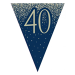 Flag Bunting Glitter Navy 40th