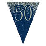 Flag Bunting Glitter Navy 50th