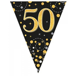 Flag Foil Bunting 50th Birthday Blk  Gold 39M