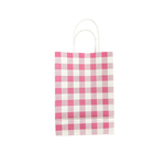 Gingham Pink Paper Bag 10pk