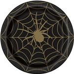 Halloween Blk  Gold Spider 9 Plate 8pk