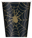 Halloween Blk  Gold Spider Cup 9oz 8pk