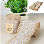 Hessian Ribbon With White Lace 2M