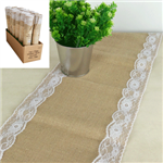 Hessian Table Runner With White Lace 2M