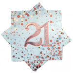  Napkin Celebration 21  Rose Gold 16Pk