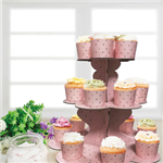 Pink With Gold Foiled Dots 3 Tier Cup Cake Stand