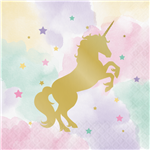 Unicorn Sparkle Gold Foil Stamped Lunch Napkins 16 Pack