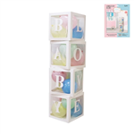 WHITE BALLOON BOX WITH STICKERS 4PK