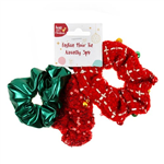 XMAS HAIR TIE NOVELTY SCRUNCHIES 3PK 71236