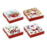 Xmas Gift Box Square Print W Foil 10x10x22CM