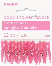 Baby Shower Clothes Pins Pink 12/ Pack