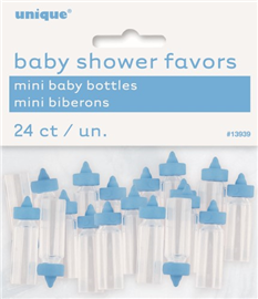 Baby Shower Mini Baby Bottles Assorted Blue 24/ Pack