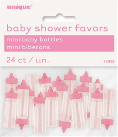 Baby Shower Mini Baby Bottles Assorted Pink 24/ Pack