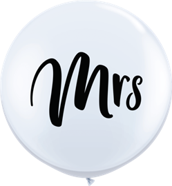 Balloon 90cm Mrs White Balloon With Black Print - Uninflated