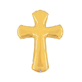 Balloon Foil 36 Gold Cross Uninflated