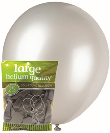 Balloons Metallic Silver 25/ Pack