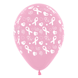 Balloons Printed Pink Ribbon Fashion Pink 6pk