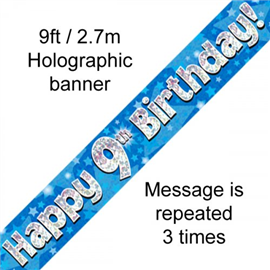 Banner Foil 9th Blue Happy Birthday Oakwood