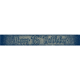 Banner Foil Glitter Navy 16th 2.7m