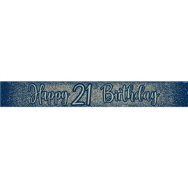 Banner Foil Glitter Navy 21st 2.7m