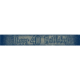 Banner Foil Glitter Navy 40th 2.7m