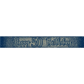 Banner Foil Glitter Navy 50th 2.7m