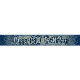 Banner Foil Glitter Navy 60th 2.7m