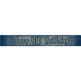 Banner Foil Glitter Navy 80th 2.7m