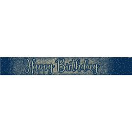 Banner Foil Glitter Navy Gold Bday 2.7m