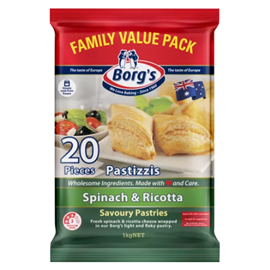Borgs Pastizzis Spinach & Ricotta 1kg 20/PK