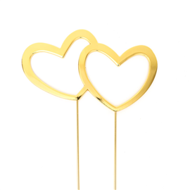 Cake Topper Double Heart Gold