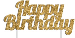 Cake Topper Happy Birthday Gold Glitter