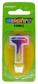 Candle Letter T Rainbow