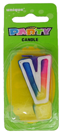 Candle Letter V Rainbow