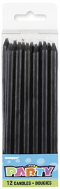 Candles Black Long 12/ Pack