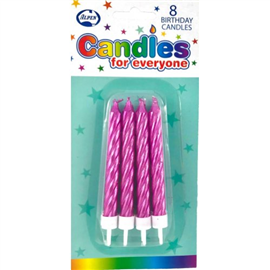 Candles Jumbo Metallic Pink W/Holder 8/Pk 431154