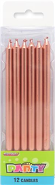 Candles Rose Gold Long 12/ Pack