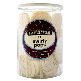 Candy Showcase Swirl Pops White 24/ Pack