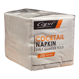 Capri Cocktail Napkin 2 Ply White 250/ Packet
