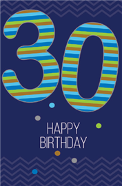 Card Male 30th Birthday Stripes